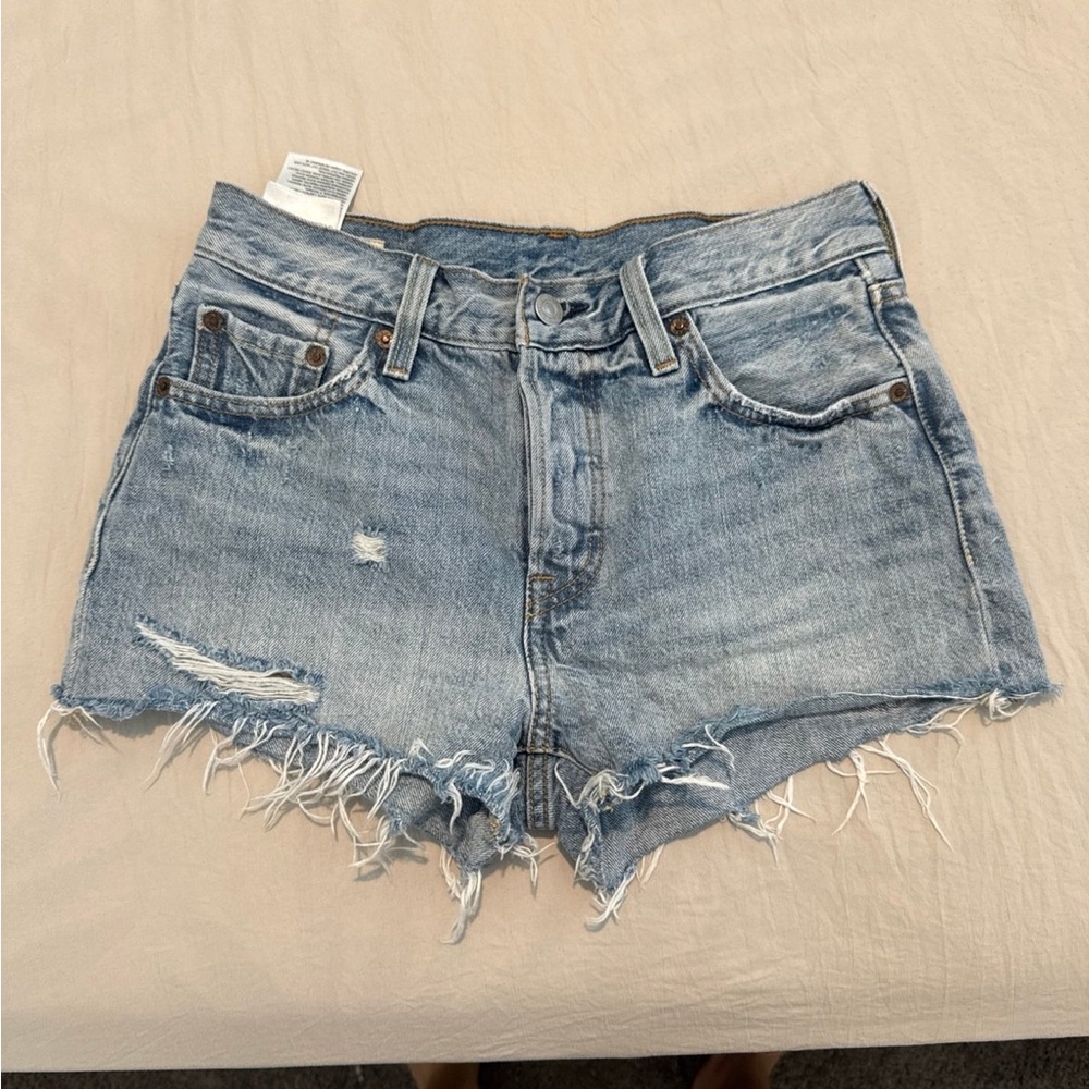 Levi's Blue Jean Shorts Distressed High-Waisted